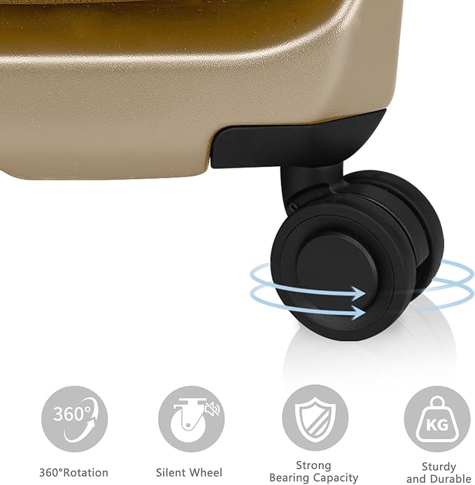 Carry On Luggage with Front Pocket & USB Port, PC Hardside 20 Inch luggage with Spinner Wheels & Built-in TSA Lock, Durable Lightweight Rolling Suitcase, Carry-On 20-Inch, Champagne