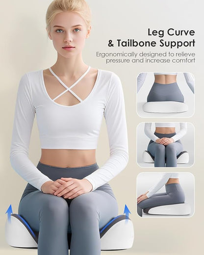 FLORICH Seat Cushion, Memory Foam Cushion for Office Chair, Ergonomic Office Seat Chair Cushion for Relieving Sciatica, Soft & Breathable Car Seat Cushion - Grey