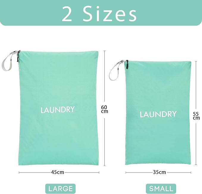 WiseBoy 2 Pack Laundry Bags, Washable Wet Dry Bag, Travel Laundry Bag Dirty Clothes Organizer, Swimming Yoga Bathing Suit Workout Wet Dry Bag - Blue