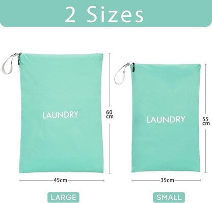WiseBoy 2 Pack Laundry Bags, Washable Wet Dry Bag, Travel Laundry Bag Dirty Clothes Organizer, Swimming Yoga Bathing Suit Workout Wet Dry Bag - Blue