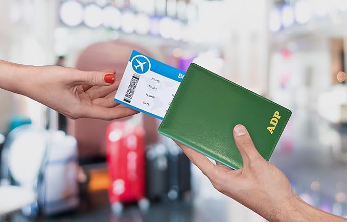 Personalized Monogrammed Emerald Green Leather RFID Passport Wallet