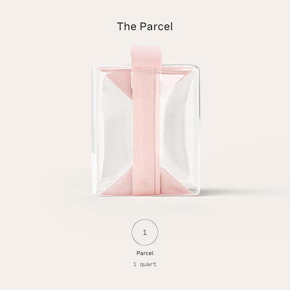 Cadence Parcel - Clear Kit with Magnetic Closure - Durable and Leak-Resistant Travel Toiletry Kit - TSA-Compliant & Modular Design - Hygiene Bag for Travel Essentials - 1 Qt - Rose