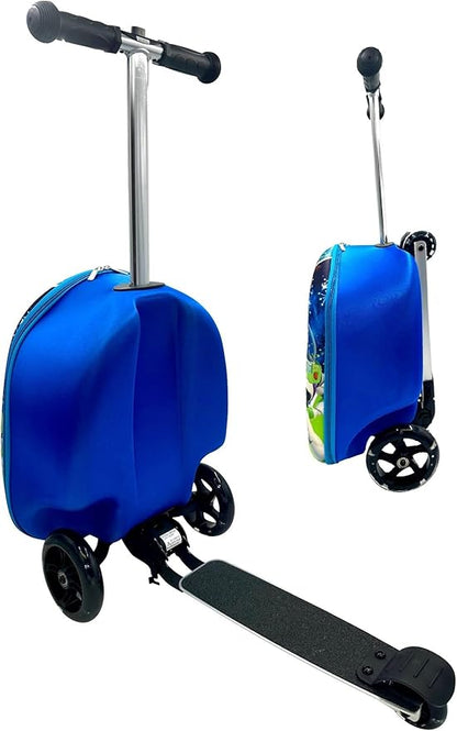 Fast Forward Kid’s Licensed 18" Ride-On Suitcase Scooter - Lightweight Carry-On Foldable Scooter Luggage