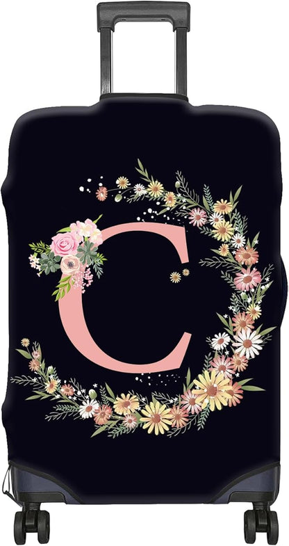 Luggage Suitcase Cover Protector Luggage Elastic Washable Baggage Covers Initial Cute Aesthetic for Unisex Women Girls Travel Trip S(19-21 inch)-Letter C
