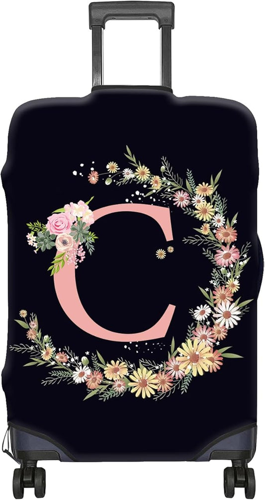 Luggage Suitcase Cover Protector Luggage Elastic Washable Baggage Covers Initial Cute Aesthetic for Unisex Women Girls Travel Trip M(22-25 inch)-Letter C