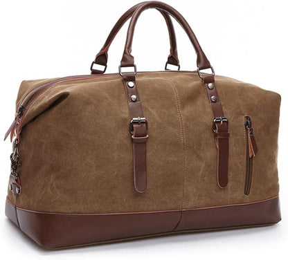 Canvas Duffle Bag, 35L leisure Stylish Canvas Travel Duffel Backpack Multifunctional Overnight Weekender Overnight Travel Bag for Men & Women (brown)