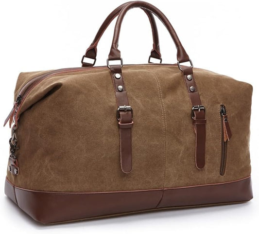 Canvas Duffle Bag, 35L leisure Stylish Canvas Travel Duffel Backpack Multifunctional Overnight Weekender Overnight Travel Bag for Men & Women (brown)