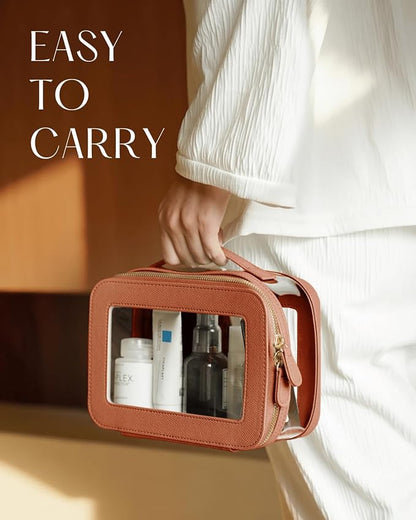 Clear Cosmetic Bag Set for Women Makeup Bag with Handle, 3 Pcs Travel Toiletry Bag Transparent Cosmetic Case Portable Make Up Organizer Bag for Essentials