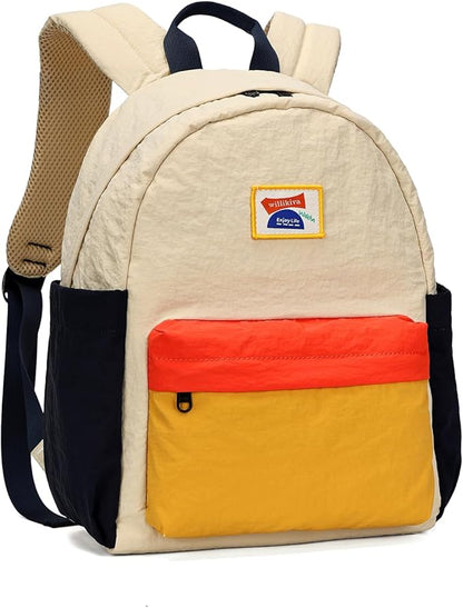 willikiva Kids Backpack for School Boys Girls Teens Toddler Backpack Waterproof Kindergarten Preschool Elementary Bookbag Children Travel Bag(Off White Yellow,Small)