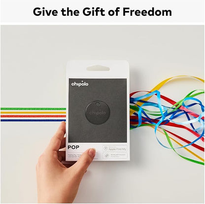 Chipolo POP Tracker Tag - Colorful, Compatible, Loud Bluetooth Tracker with Call Your Phone & Out of Range Alert, Works with Apple Find My or Google's Find My Device (Black)