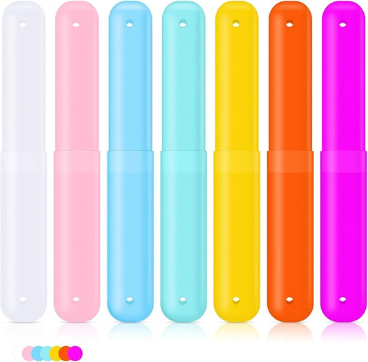 60 Pieces Plastic Toothbrush Holders Portable Travel Toothbrush Case Cover Protector Case Holders for Indoor Outdoor Travel Trip Home Camping School (Colorful)