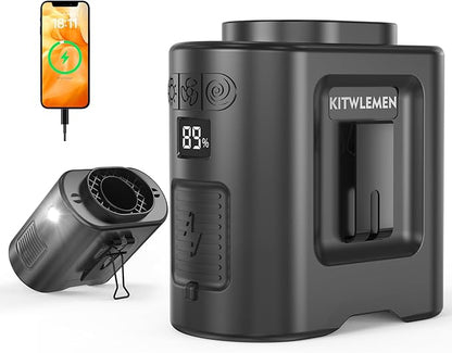 KITWLEMEN 14500mAh Portable Waist Fan - Personal Clip on Belt Fan, 5 Speed 67H Cooling, Rechargeable Battery Operated, Wearable with Lanyard & Light for Camping, Travel, Jobsite (Black)