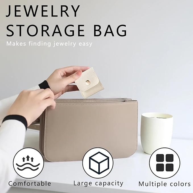 3PCS Mini Travel Jewelry Bag Travel Jewelry Roll Bag with Buckle Foldable Multi Functional Travel Jewelrys Pouch with Buckle Small Jewelry box for Earrings, Rings, Necklaces