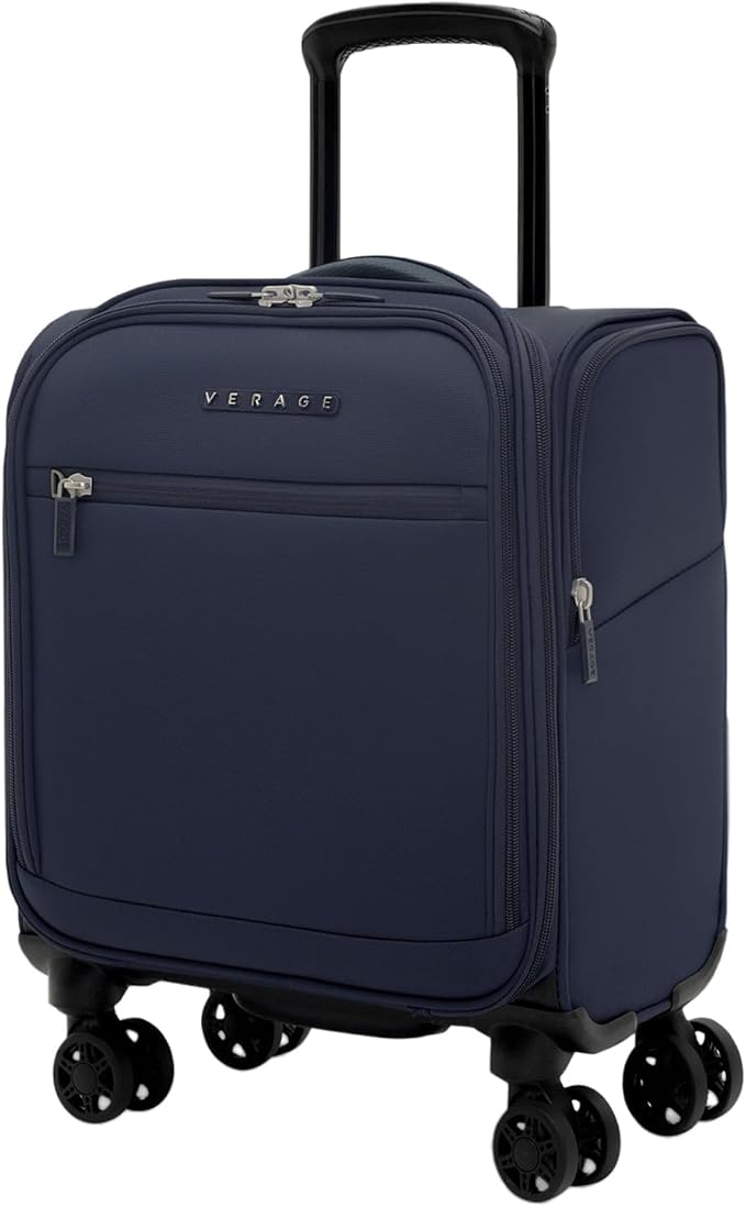 Verage Under Seat Luggage with Wheels, Softside Small Suitcase Spinner Carry On Luggage Bags for Airlines Airplanes Short Trip Men Women (Navy, 14-Inch Underseat)