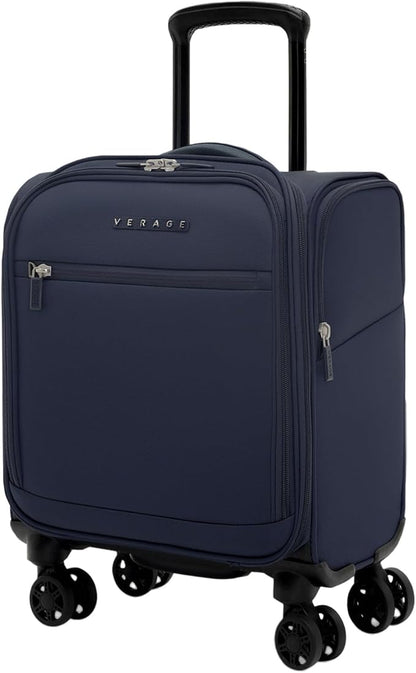 Verage Under Seat Luggage with Wheels, Softside Small Suitcase Spinner Carry On Luggage Bags for Airlines Airplanes Short Trip Men Women (Navy, 14-Inch Underseat)
