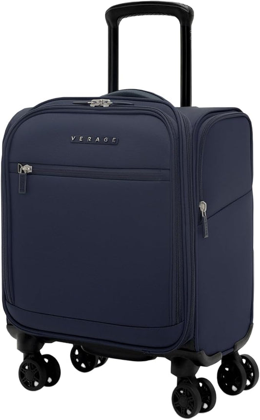 Verage Under Seat Luggage with Wheels, Softside Small Suitcase Spinner Carry On Luggage Bags for Airlines Airplanes Short Trip Men Women (Navy, 14-Inch Underseat)