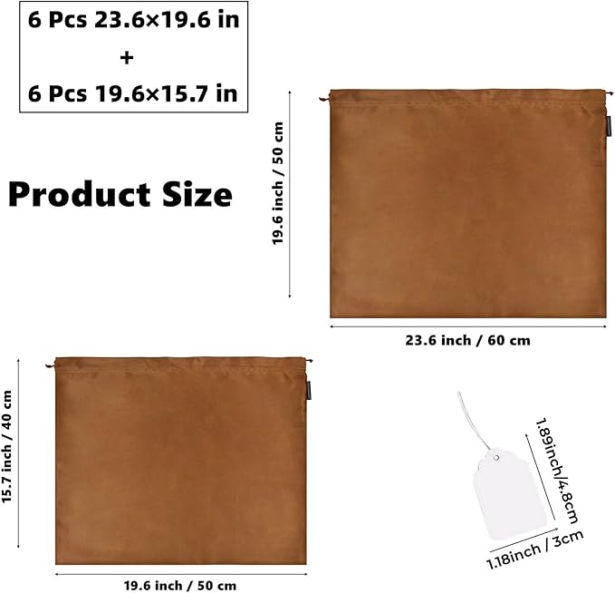 12 Pack Dust Bags for Handbags, Silk Cloth Bag With Drawstring Large Travel Storage Pouch for Handbag Purse Shoes Boots