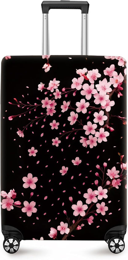 ANNA QUEEN Cherry Blossom Luggage Cover, Elegant Pink Sakura Design Suitcase Protector, Stretchable Washable Travel Sleeve for 20-22 Inch Luggage