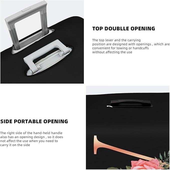 Floral Letter V Travel Luggage Cover Spandex Suitcase Protector Elastic Washable Stretch Suitcase Cover Fits 29-32 Inch Luggage