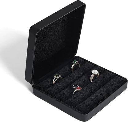 Small Ring Organizer Box, Portable Jewelry Rings Display Collector Case, Jewelry Ring Tray holder Showcase. Modern Rings Storage Boxes Fit for Women, Girl for Travel (Black)