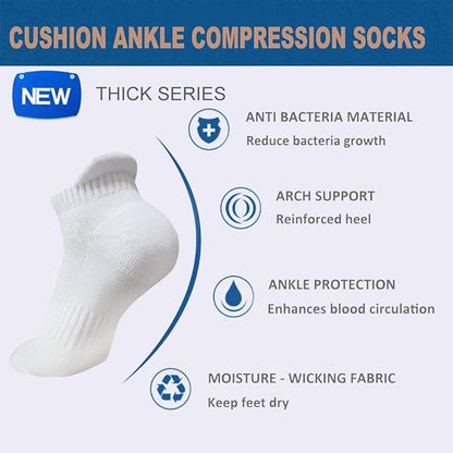 Iseasoo Copper Ankle Compression Socks - Low Cut Arch Support Socks for Men & Women, Running, Nurses, Plantar Fasciitis Socks