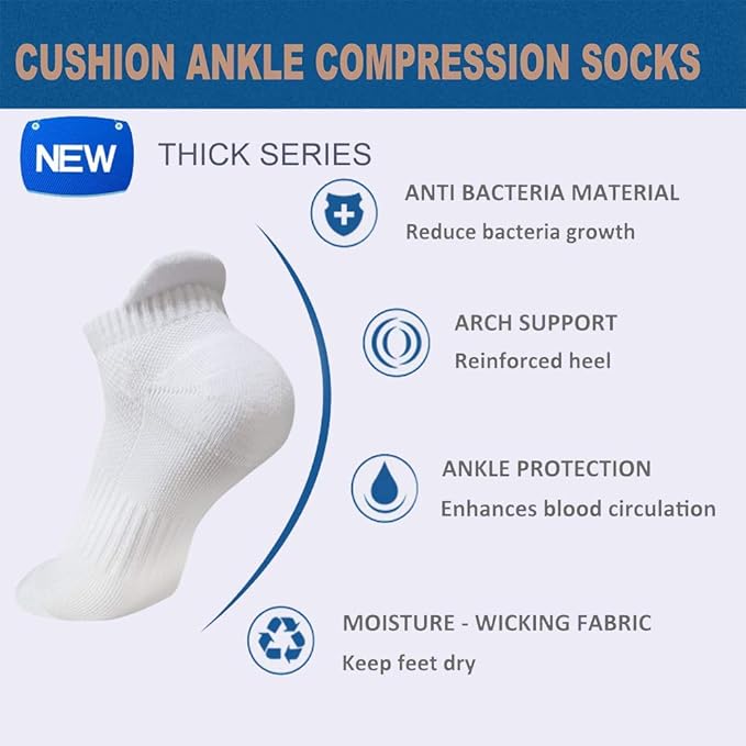 Iseasoo Copper Ankle Compression Socks - Low Cut Arch Support Socks for Men & Women, Running, Nurses, Plantar Fasciitis Socks