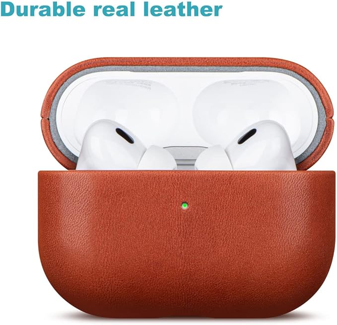 Lopie AirPods Pro 2nd Gen Leather Case Cover, Brown, Unisex