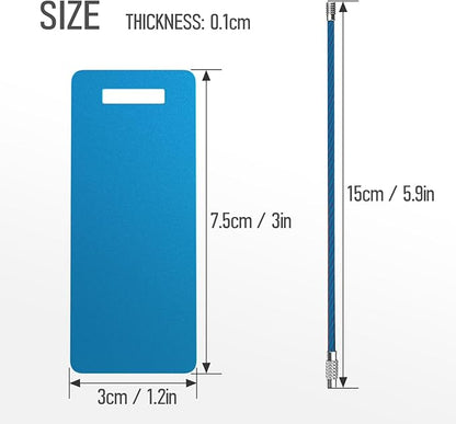 4 Personalized Metal Luggage Tags, Laser Engrave Name and Logo, Custom Aluminum Suitcase Tags with Steel Ring, for Travel, Backpack, Baggage (Blue)