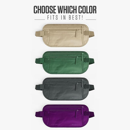 Travel Money Belt, RFID Blocking for Men & Women - Ideal for Keeping Your Cash, Credit Card, Passport, Phone Safe When Traveling (Sleek Beige)