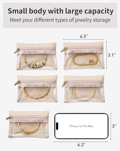 Vlando 33 Pcs Travel Jewelry Case Velvet Jewelry Pouch with Zipper Clear Travel Jewelry Bag Jewelry Travel Organizer for Travel Business Trip Mother's Day Gifts for Mom Wife Women