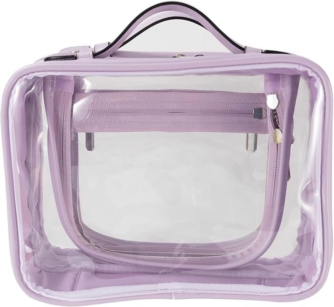 SANHECUN traveling toiletry Case large clear cosmetics case makeup bag (Purple, Small)