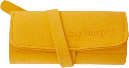 Hey Harper Travel Jewelry Organizer Roll – Compact Storage Pouch for Rings, Earrings, Necklaces & Bracelets – Foldable Case for Women (Included Only Roll) (Mustard)