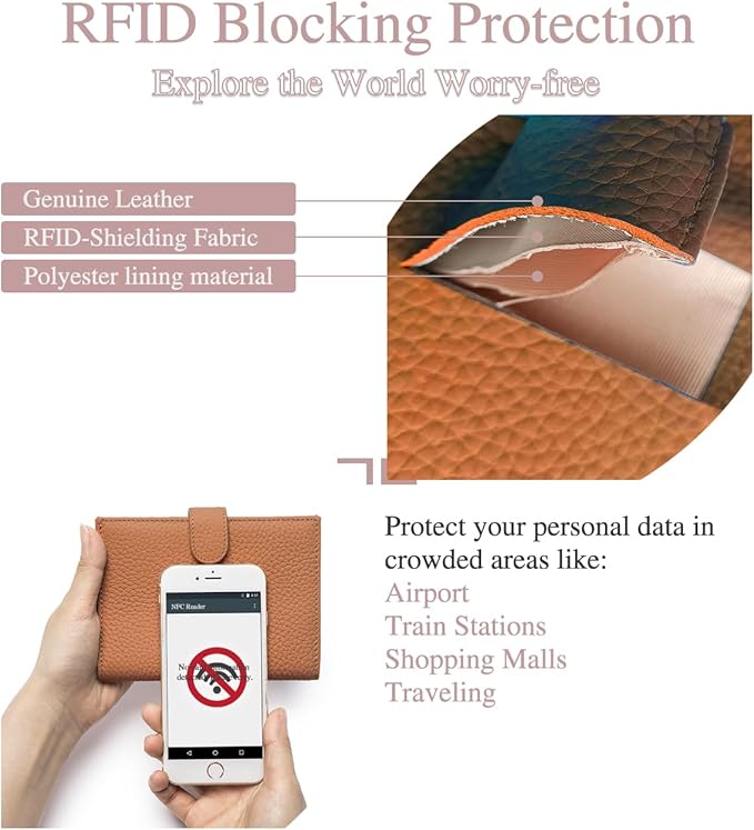 Leather RFID Passport Holder for Travel – Slim Passport Wallet for Women & Men with Card Slots, Zippered Coin Pocket, SIM Slot – Cash Slot Compact Travel Wallet Christmas Gift Box (Brown)