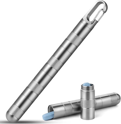 TISUR Keychain Pill Holder, Small Titanium Pill Case,Travel Pill Box Container,Variable Lengths Portable Pill Organizer Waterproof Metal Case Bottle(Gray Titanium XL-4.4inch)