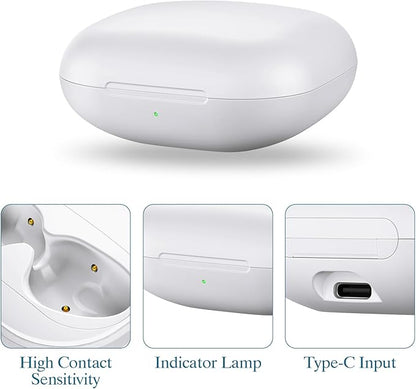 Jinstyles Wireless Charging Case Compatible for Beats Fit Pro, Portable Charger Case Replacement with Bluetooth Pairing Sync Button, 700mAh Built-in Battery (Not Included Earbuds) (White)