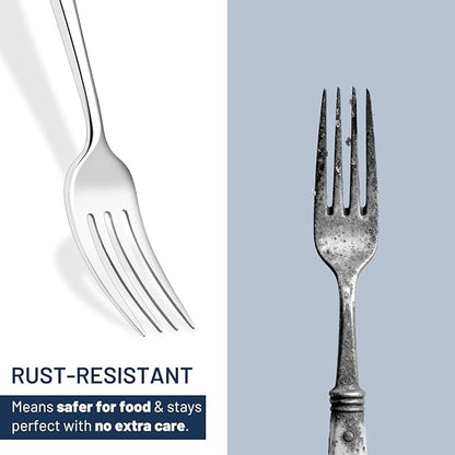 KIKCOIN 40 Pack Silverware Set for 8, Balanced Weight Stainless Steel Flatware Set, Mirror Polished Spoons And Forks Knife Set, Heavy Duty Cutlery Utensils Set for Home Kitchen Restaurant Wedding