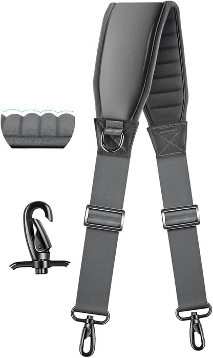 ZINZ Shoulder Strap 78" Belt with Neoprene Thick Padded, Universal Bag Strap with Double Adjustable Buckles and Metal Swivel Hooks,Ideal for Individuals 5'11" and Taller,Gray