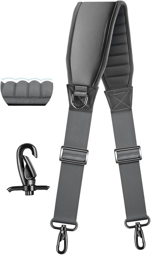 ZINZ Shoulder Strap 78" Belt with Neoprene Thick Padded, Universal Bag Strap with Double Adjustable Buckles and Metal Swivel Hooks,Ideal for Individuals 5'11" and Taller,Gray