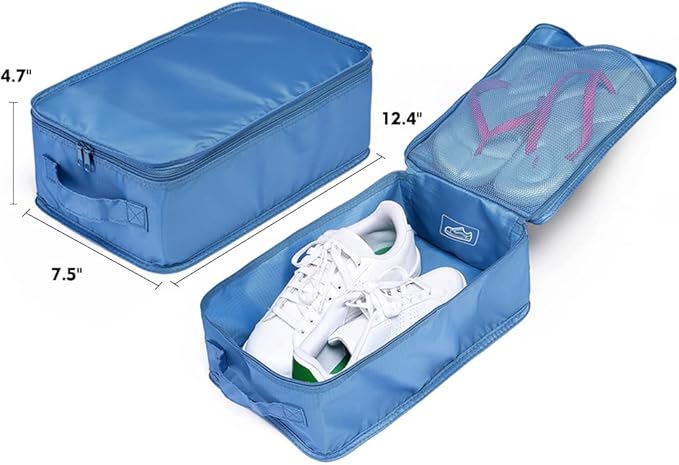 Travel Shoe Bags, Foldable Waterproof Shoe Pouches Organizer-Double Layer (6 Seablue Shoe Bags)