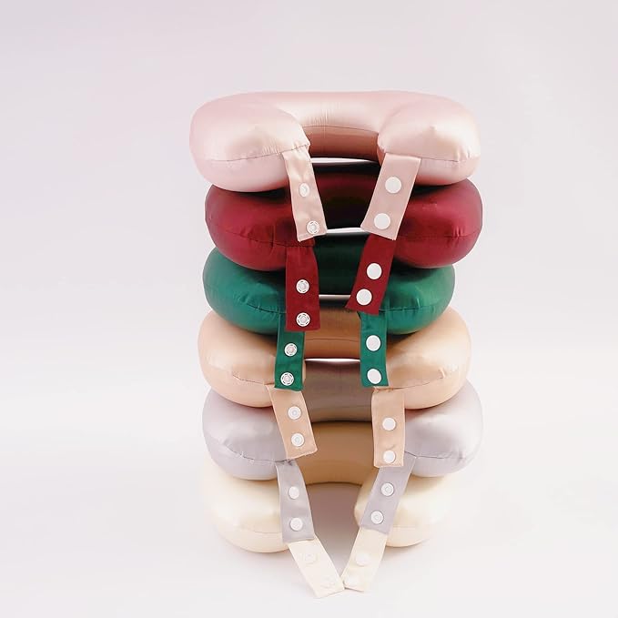 ROSEWARD 100% Mulberry Silk Neck Pillow for Travel 22 Momme Real Silk Travel Pillow for Pain Relief Sleeping, Pure Organic Silk Airplane Pillow, Anti Wrinkle Travel Pillow USA Made (Wine)