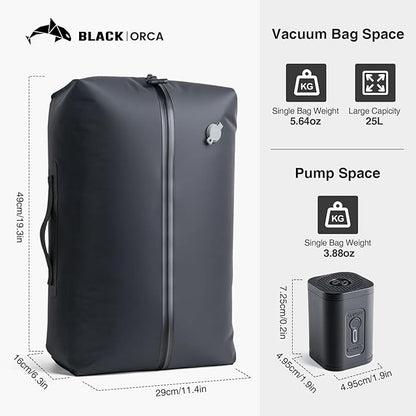 2 PC Travel Vacuum Bags with Pump, IP67 Reusable Vacuum Compression Bags for Travel, Business Trips, Hiking, Camping, Water Activities, Vacuum Seal Bags for Clothing