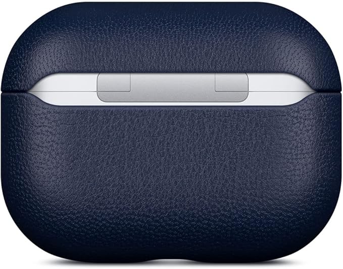 Lopie AirPods Pro 2nd Gen Leather Case - Blue, Protective Case Fully-Wrapped with Lambskin Leather, 360-Degree Protection, Lightning Port Access