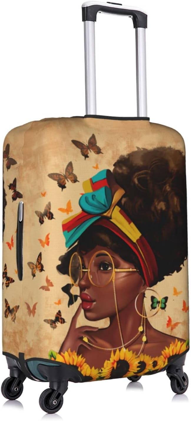 Washable Suitcase Protector - Anti-scratch Luggage Cover for Medium Suitcase - African American Afro Woman