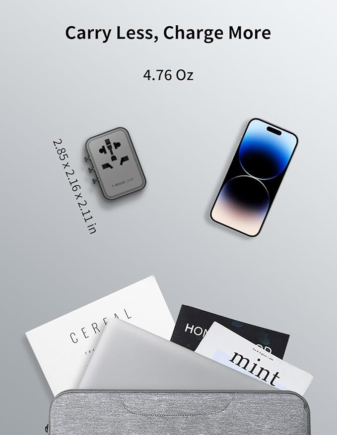 MOMAX Universal Travel Adapter, 20W+18W International Plug Adapter with 2 USB-A Quick Charging & 1 USB C PD Fast Charging,1 AC, All-in-one Wall Charger for USA EU UK AUS JP (Type C/A/G/I)