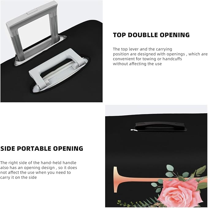 Floral Letter N Travel Luggage Cover Spandex Suitcase Protector Elastic Washable Stretch Suitcase Cover,Size M(Fit 22-24inch Suitcase)