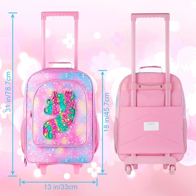 Kids Suitcase with Wheels for Girls and Boys, Rolling Carry on Luggage for Toddler Children