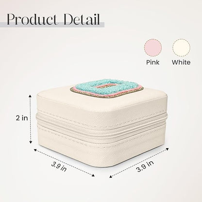 SANDJEST Personalized Jewelry Box, White Travel Jewelry Box with Initial O, Small Monogrammed Jewelry Case Organizer for Girls Women Teen Kids, Mini Travel Essentials Gifts for Birthday Christmas