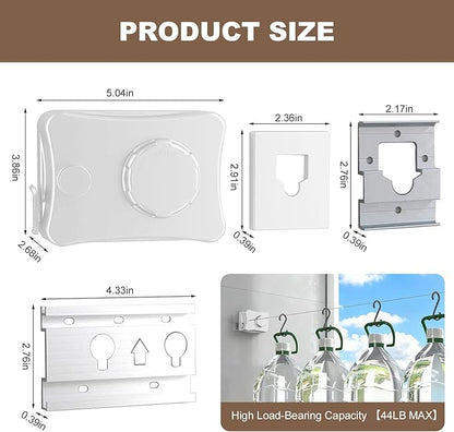 Retractable Clothesline for Outdoor & Indoor Use, 16.73 Ft Heavy Duty Retracting Clothes Line with Single Stainless Steel Rope - Laundry Drying Rack for Bathroom, Outside Areas (White)