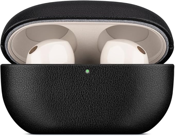 LOPIE Leather Case Compatible with Sony WF-1000XM5, Handcrafted Fully-Wrapped Nappa Leather Case Designed for Earbuds WF1000XM5 Cover 2023, Protective Hard Shell for Men/Women - Black