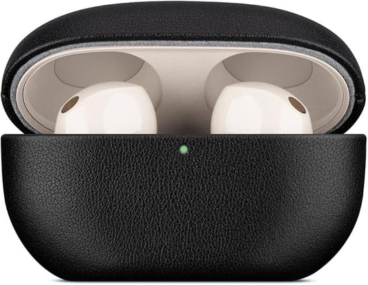 LOPIE Leather Case Compatible with Sony WF-1000XM5, Handcrafted Fully-Wrapped Nappa Leather Case Designed for Earbuds WF1000XM5 Cover 2023, Protective Hard Shell for Men/Women - Black